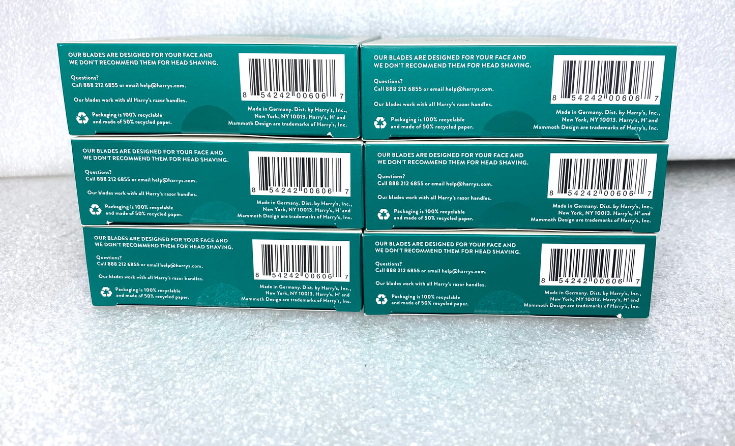 lot Of 6 - New Harry’s Tropical Green Razor Handle + 2 / 5-Blade Cartridges
