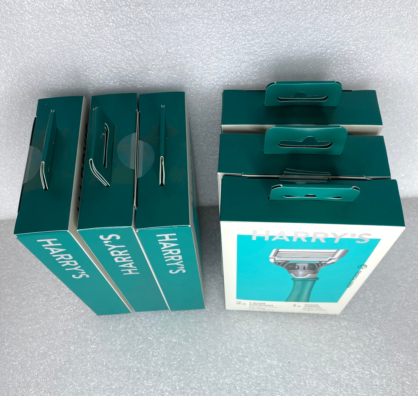 lot Of 6 - New Harry’s Tropical Green Razor Handle + 2 / 5-Blade Cartridges