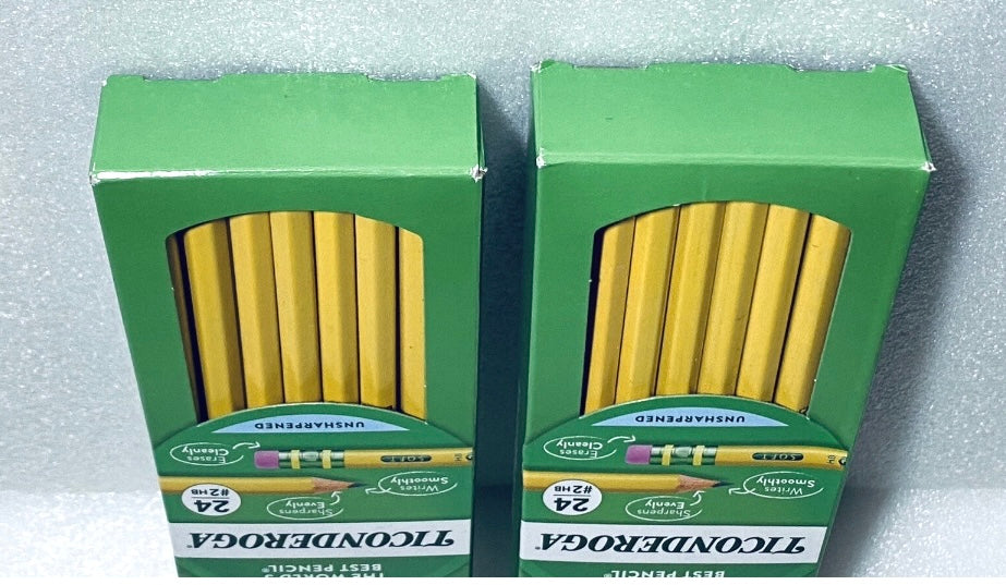 lot of 2 New Ticonderoga Wood Pencils, Unsharpened #2 Lead, 48 Count