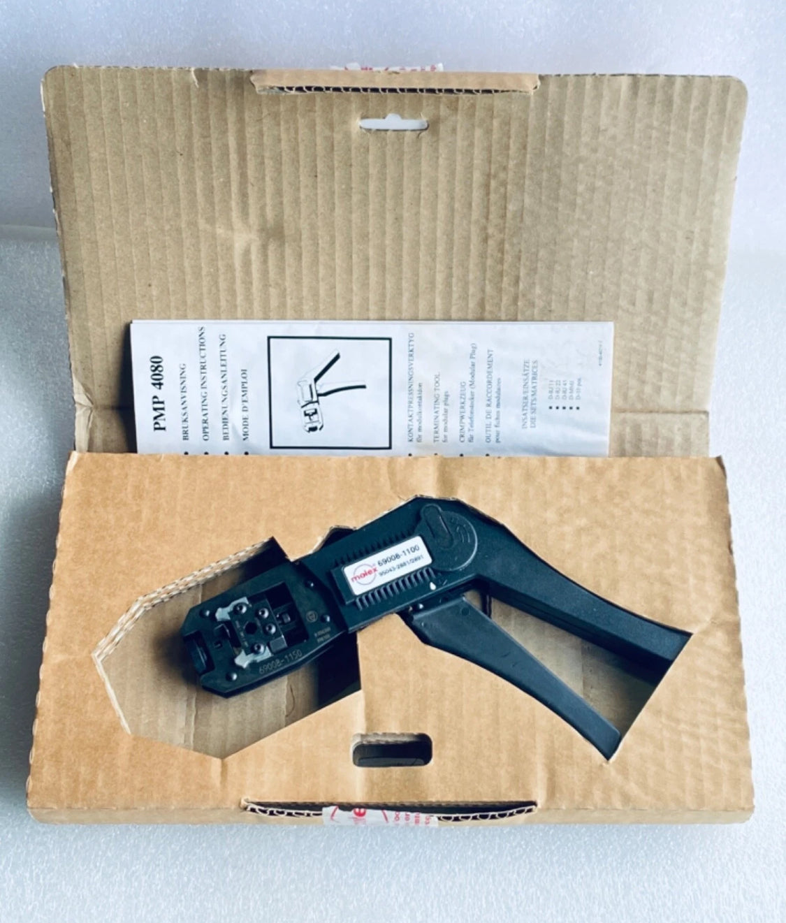 new Other Molex 69008-1100 Parallel Action Hand Crimp Tool For Cat 5 Shielded Plug, Black