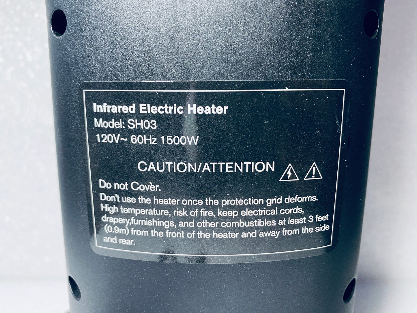 New Other Infrared Patio 1500W Black Space Heater With Remote, SH03