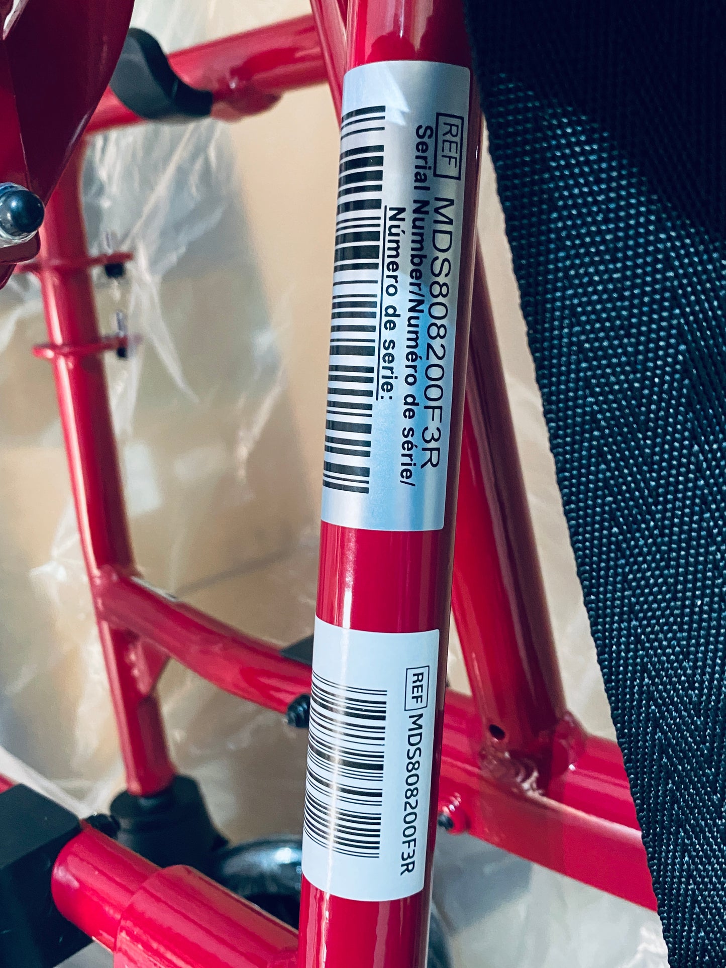 New Open Box Medline Ultra Lightweight Foldable Transport Wheelchair With 19” Seat Width for Adults, Red