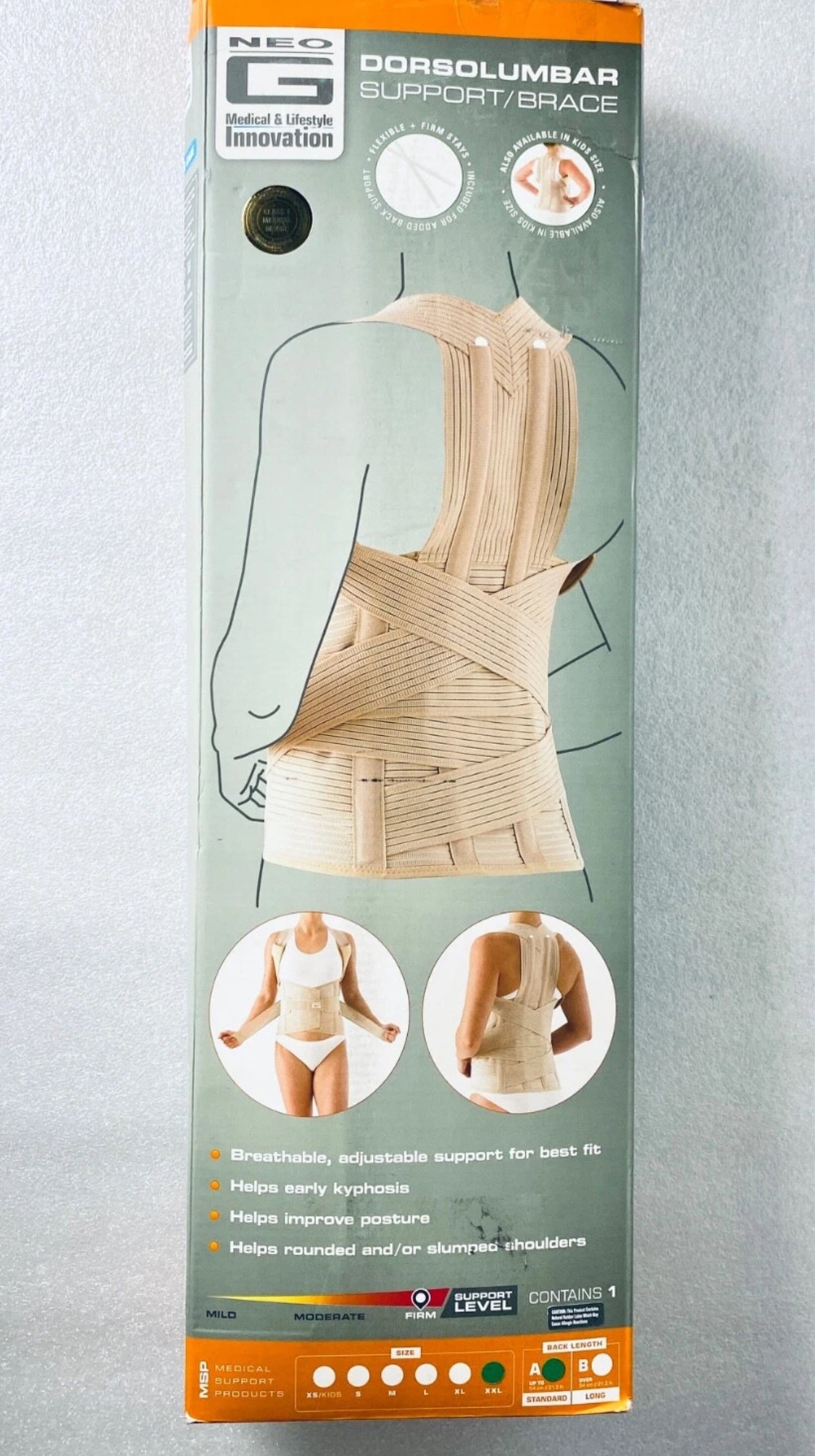 new Other Neo-G Dorsolumbar Support/Brace Back Support For Early Kyphosis, XXL Standard