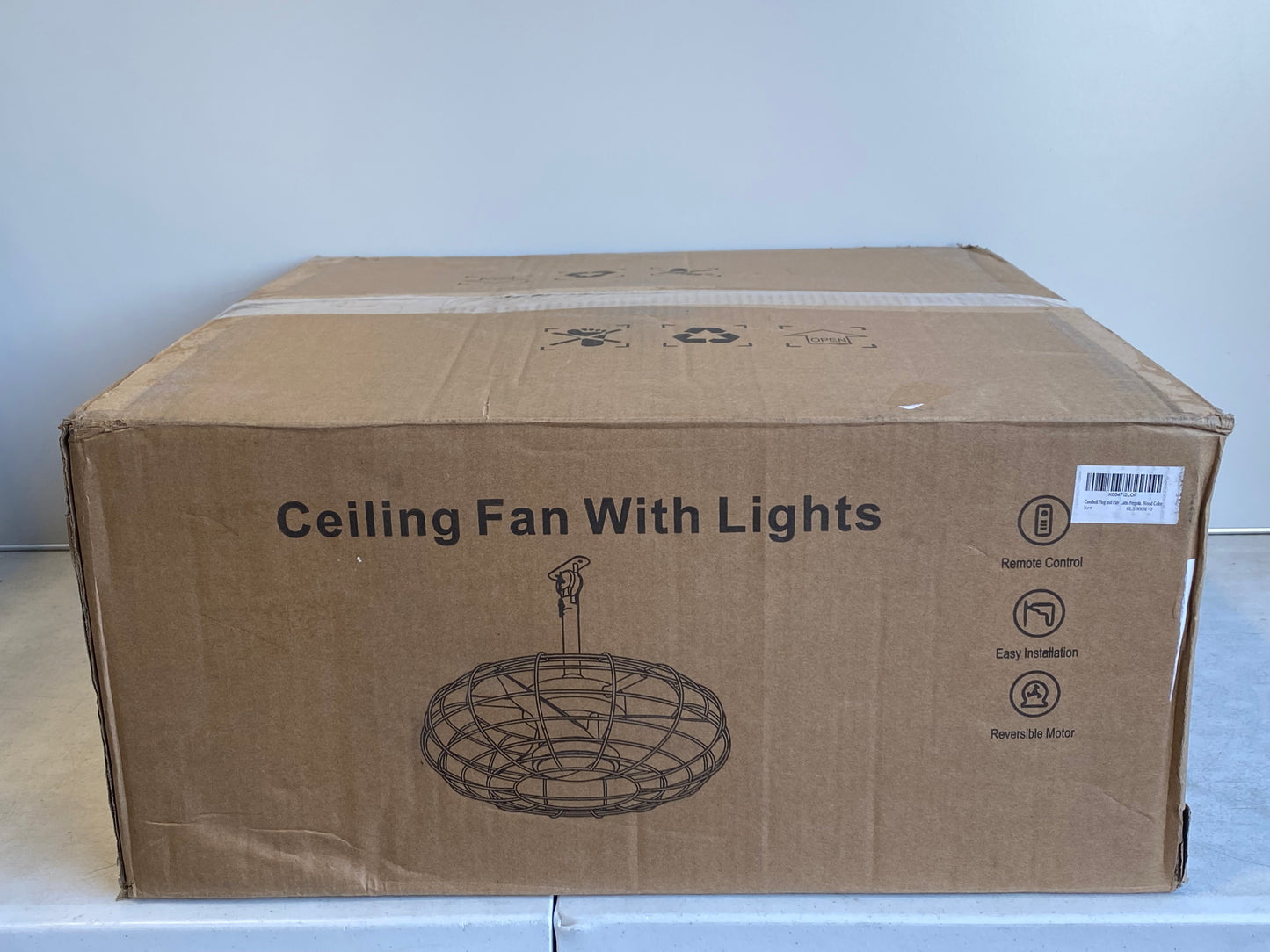 New Other Ohniyou 20" Outdoor Caged Ceiling Fan with Lights, Remote Control & Downrod Mount Hook, Brown
