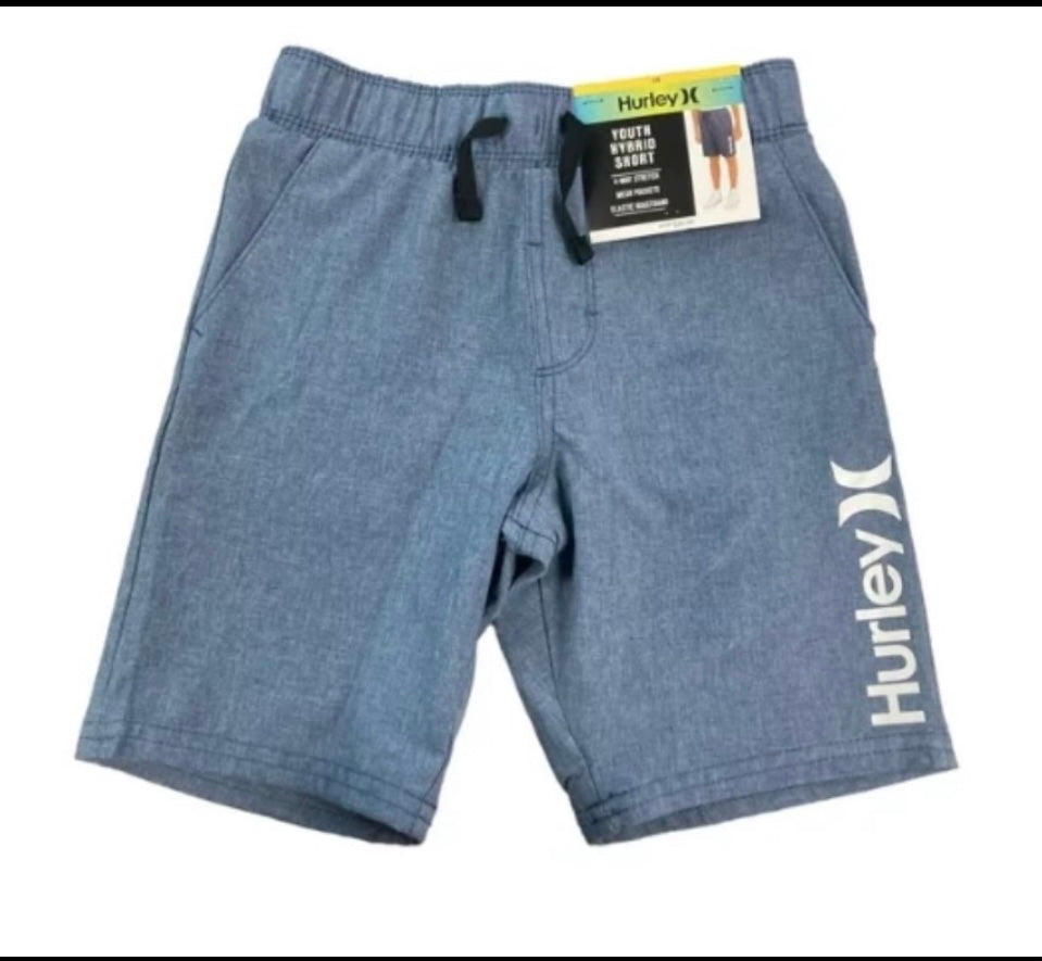 lot Of 2 New With Tags Hurley Boy's Youth Hybrid Pull On Shorts Navy, Size 4