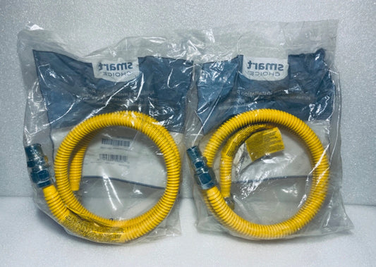 lot Of 2 New Smart Choice 4' x 5/8" CTD Gas Connector 1/2M x 1/2M, 5304520140