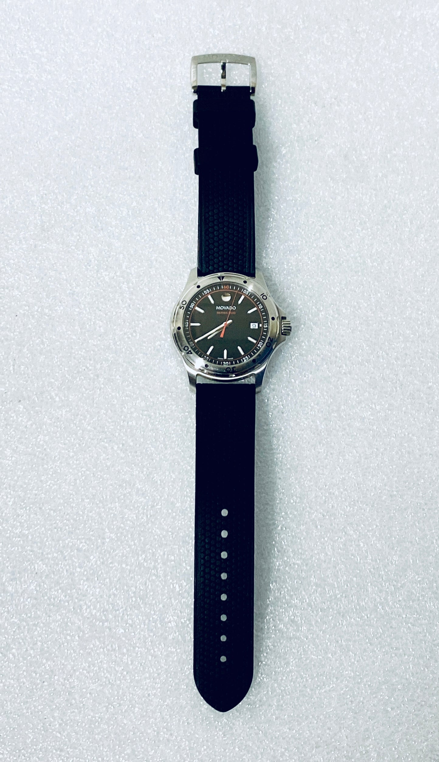 Movado Series 800 Black/Orange Dial Men's Watch, 2600099