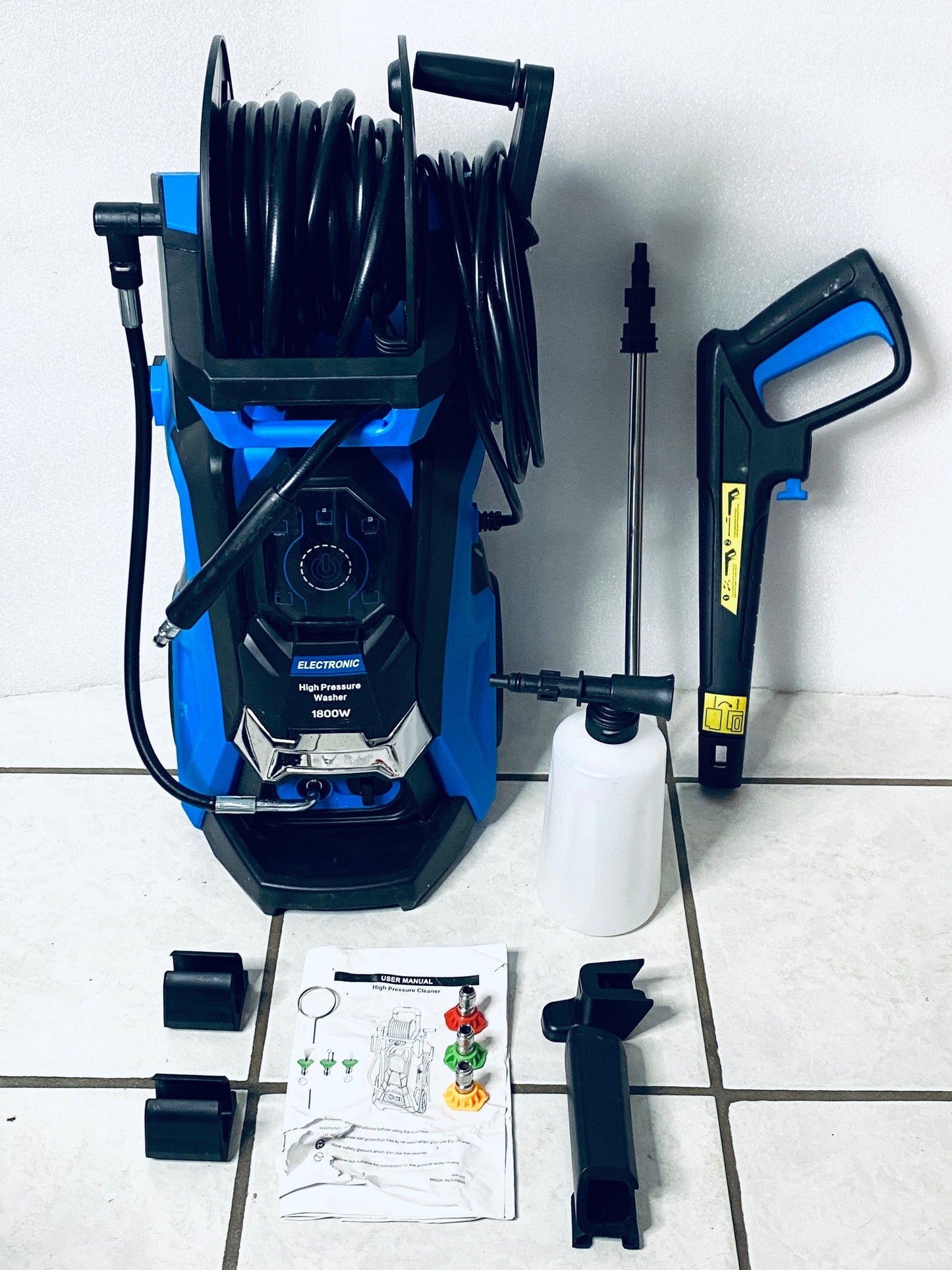 Electric Power Pressure Washer 5000PSI-Max 3.6GPM With Touch Screen, 3 Quick Connect Nozzels & 500ml Foam Cannon, Blue