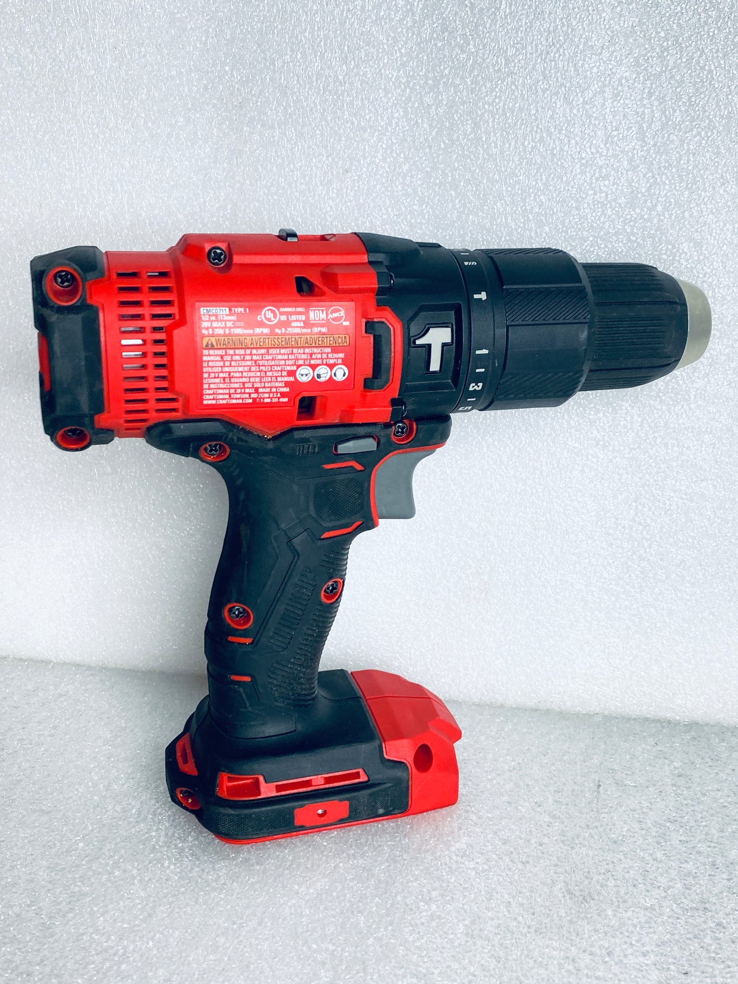 Lot Of 8 CRAFTSMAN V20 Cordless Hammer Drill, Impact Driver, Drill/Driver, LED Handheld Work Light, 2 Batteries, Charger & Carrying Bag