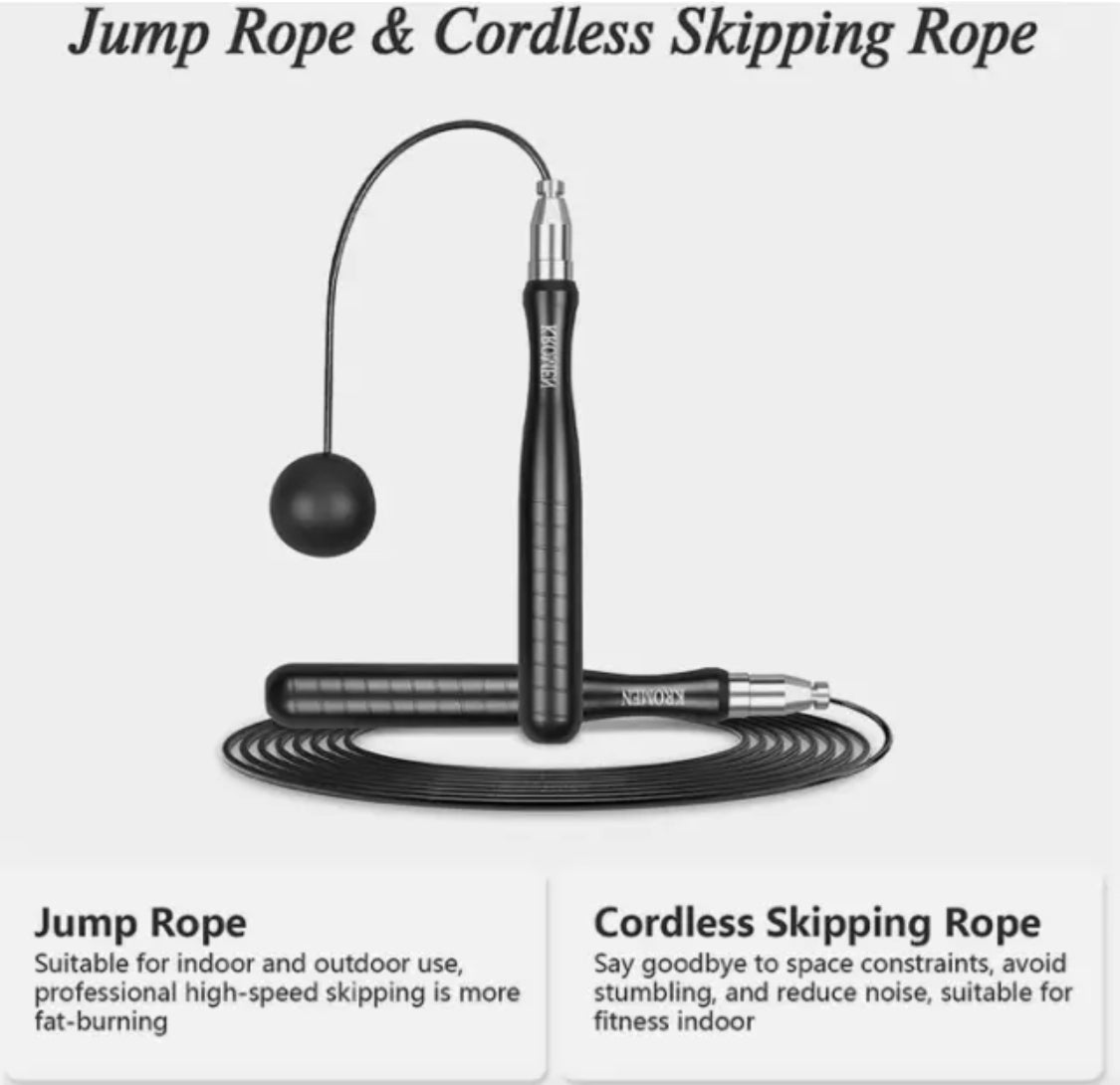 New Kromen Adjustable Length & Cordless Speed Bearing Jump Wire Rope