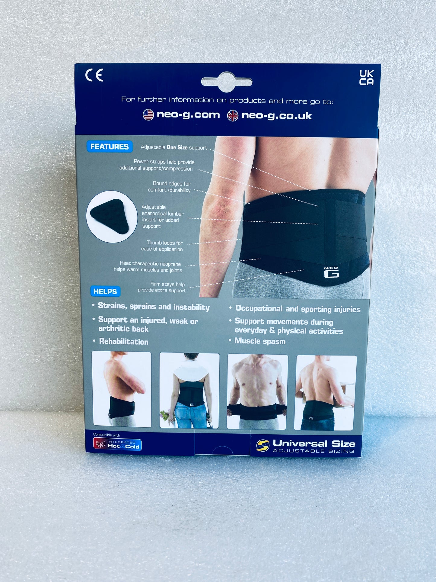 new Neo G Back Brace With Power Straps & Universal/Adjustable Sizing, Black