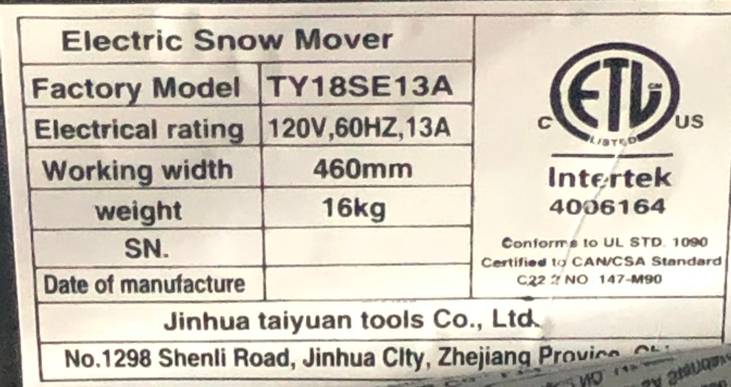 new Other Master Craft 18" Electric Snowblower, Black