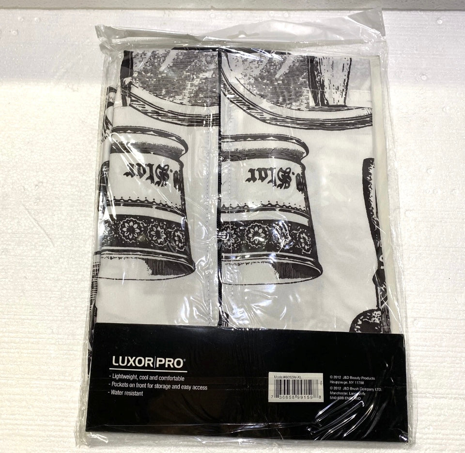 lot Of 12 New -"Master Barber" Pro Barber Jacket By Luxor Pro XL WHITE/BLK