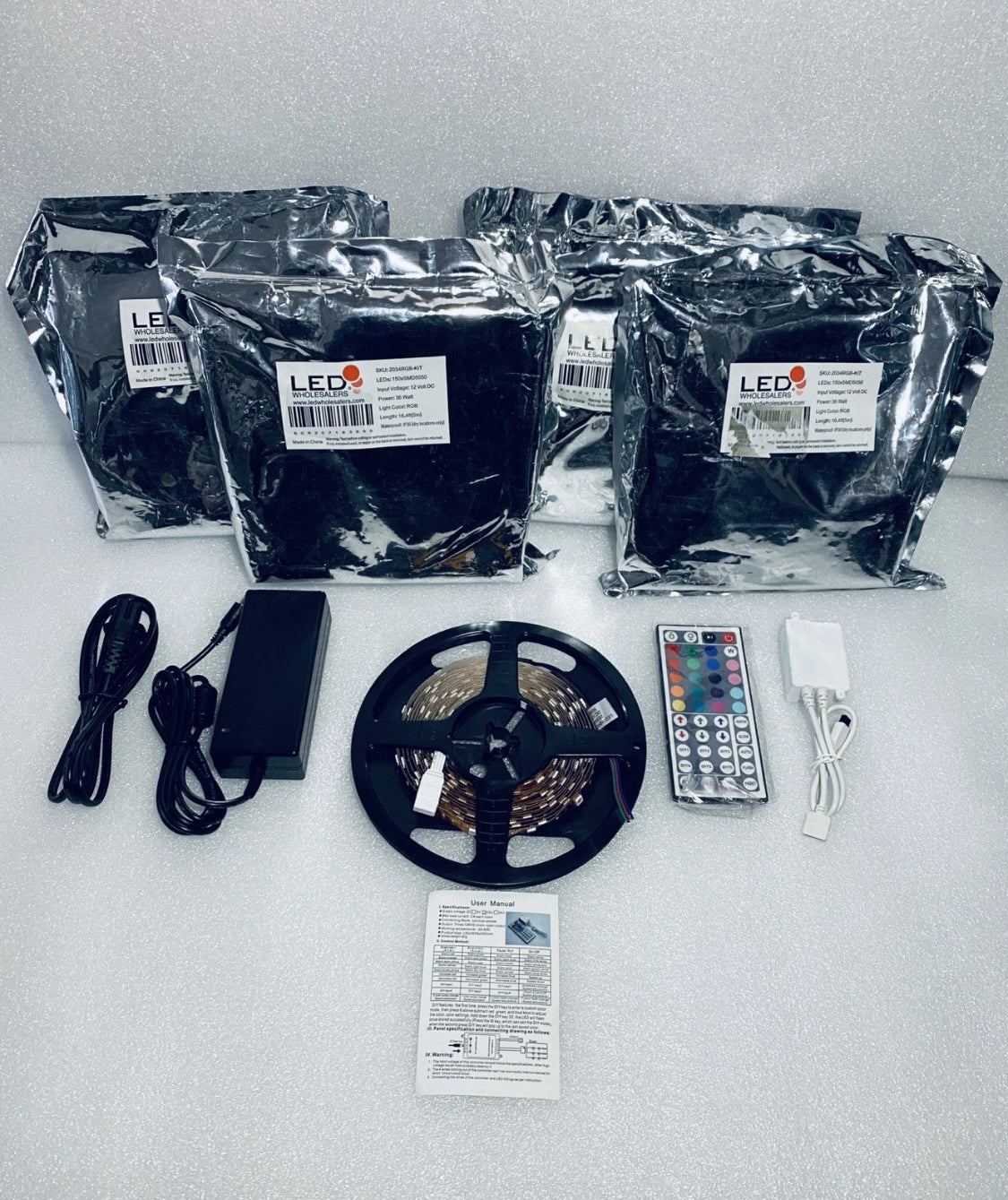 lot Of 5 New LED Wholesalers 16.4' 12V RGB Flexible LED Light Strips With Remote