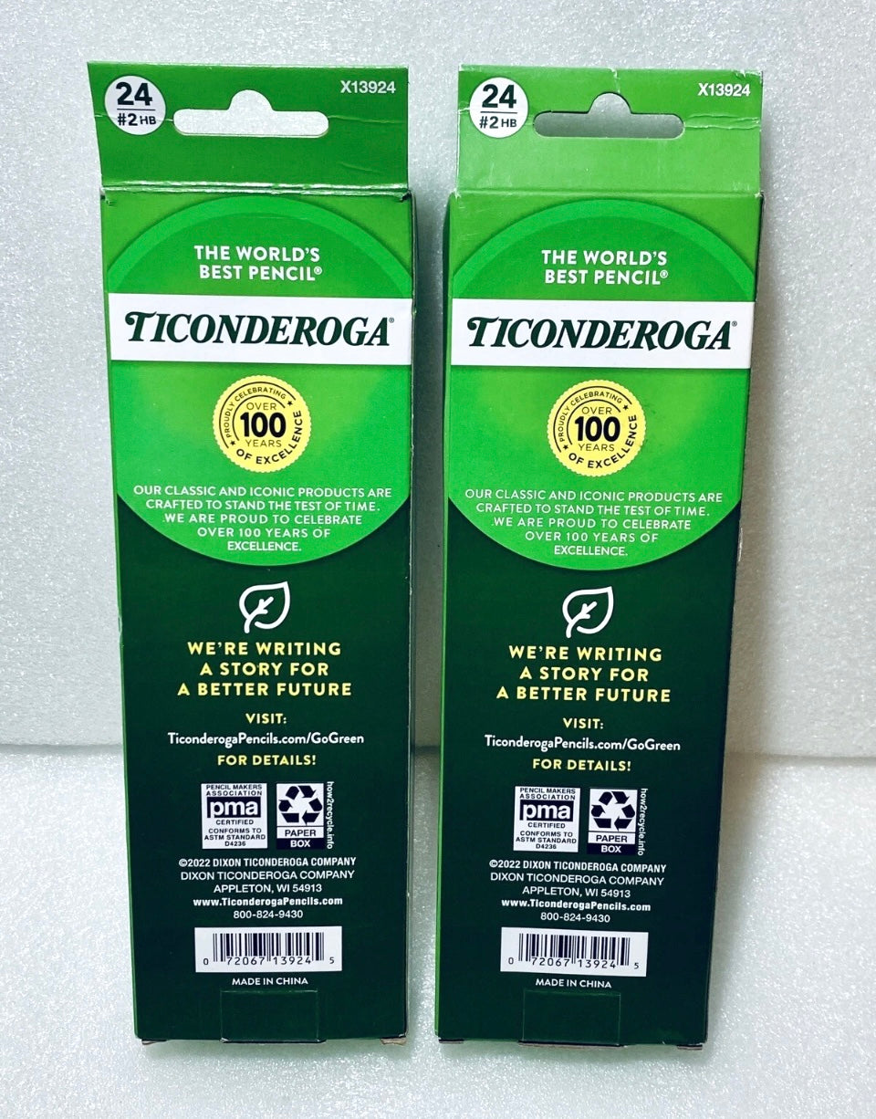 lot of 2 New Ticonderoga Wood Pencils, Unsharpened #2 Lead, 48 Count