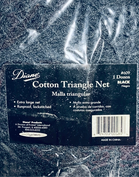 lot Of 12 New - Diane Cotton Triangle Hair Nets for Styling & Holding Hair, XL
