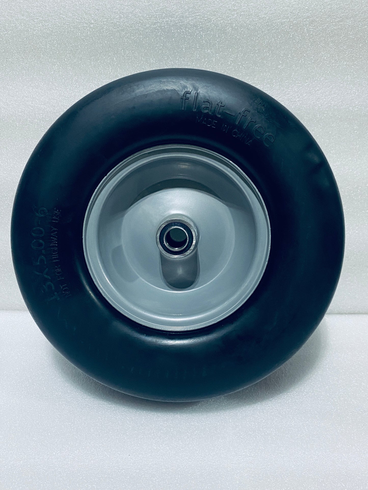 lot Of 2 New Other Run Pow 13x6.50-6 Front Flat Free Lawn Mower Tires For With 3/4" & 5/8" Bearing & 3.25"-7.65" Center Hub, Gray
