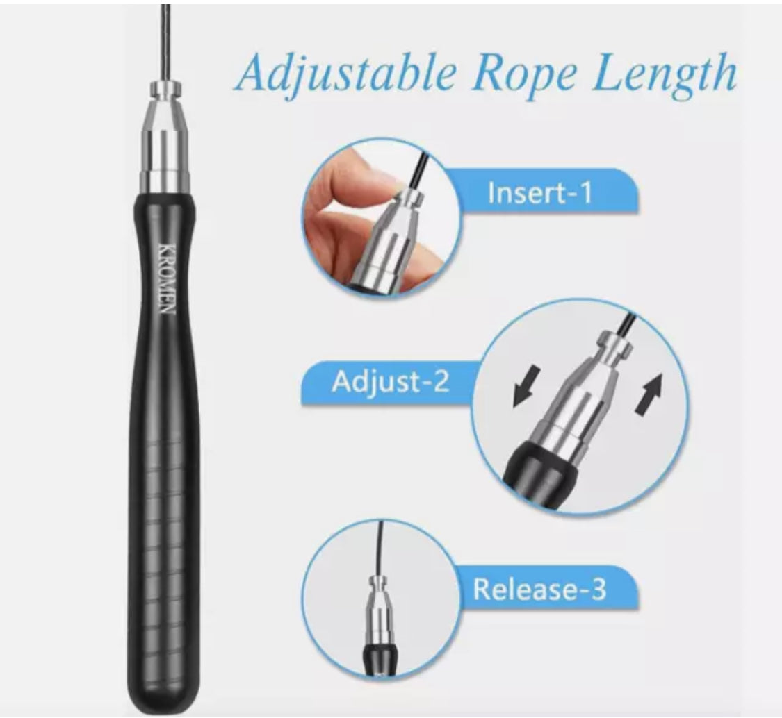 New Kromen Adjustable Length & Cordless Speed Bearing Jump Wire Rope