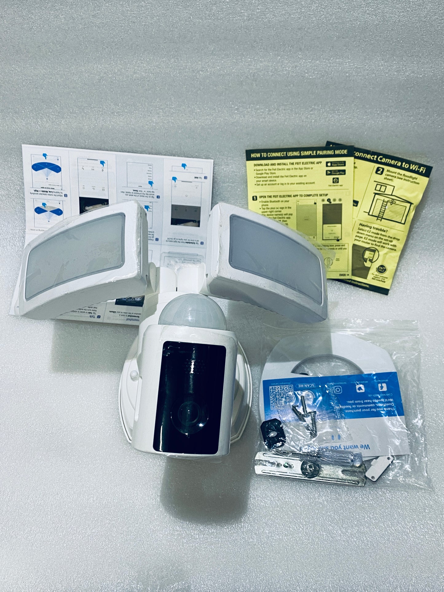 Lot Of 2 New Other Feit Electric LED Dual Head Motion Sensor 1080P HD Smart White Flood Light Security Cameras, SEC3000-CAM