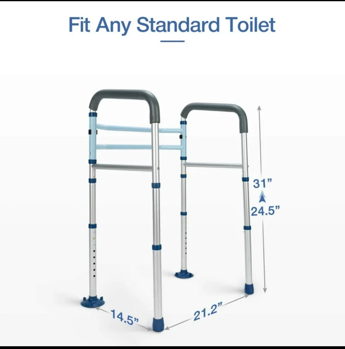 new Other GreenChief Heavy Duty Stand Alone Toilet Safety Adjustable Frame With Soft Foam Grab Bars