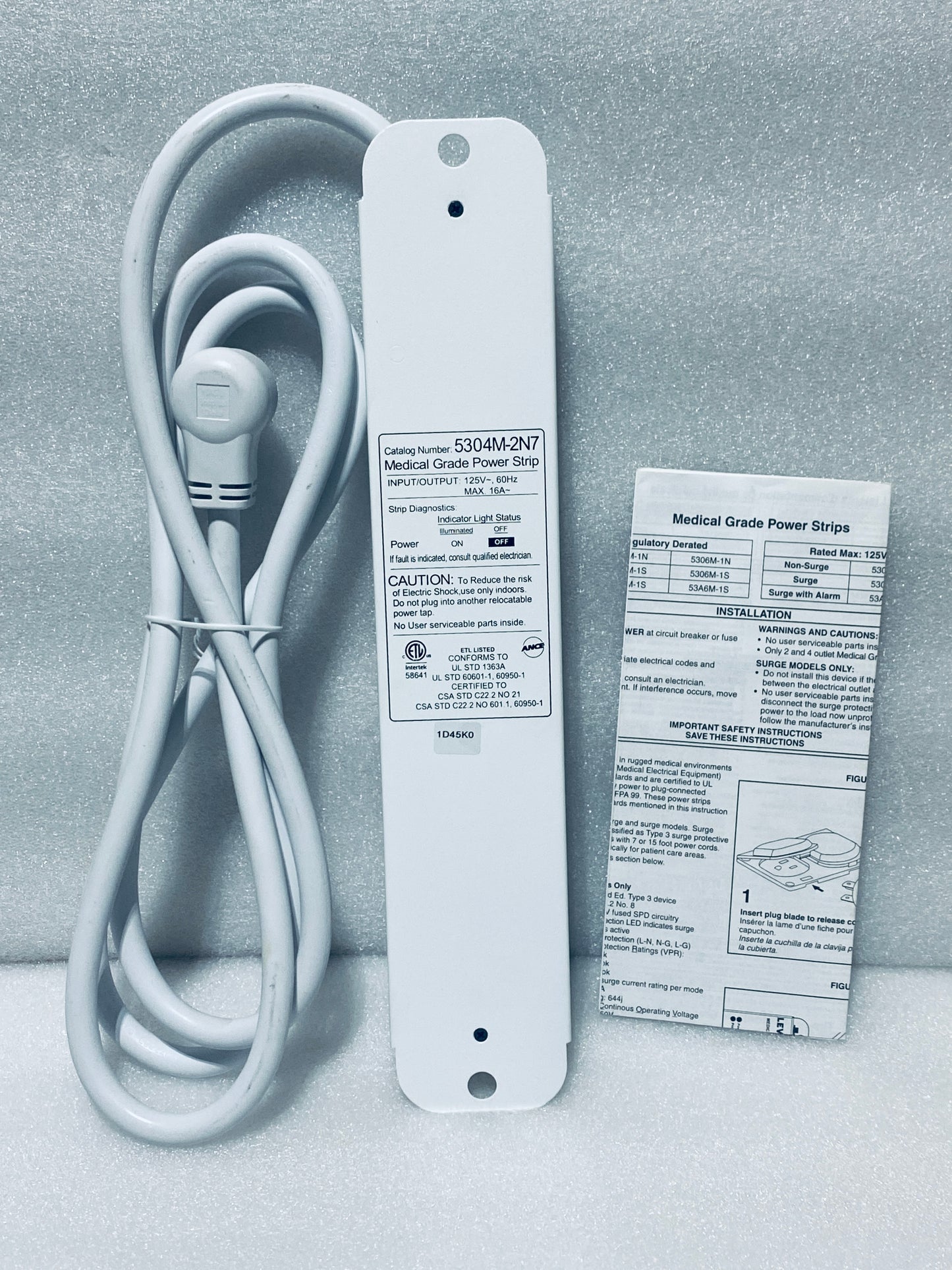 New Other Leviton 7Ft. Medical Grade 4 (TR) Outlet Power Strip, 5304M-2N7