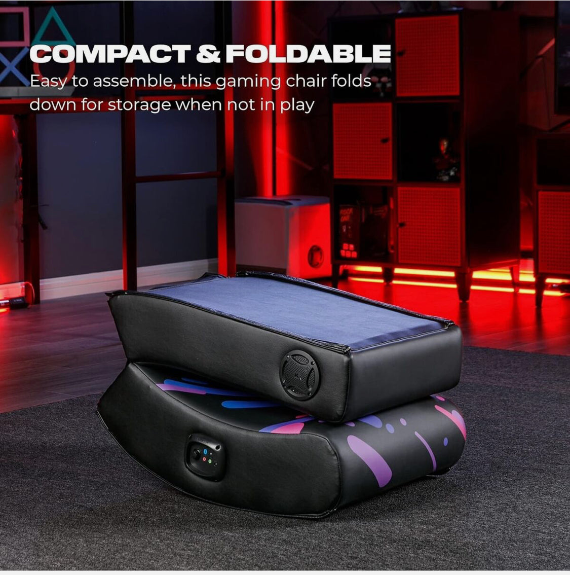 New Other X Rocker Galaxy 2.0 Bluetooth Foldable Rocking Video Gaming Floor Chair With Two Built-In Speakers