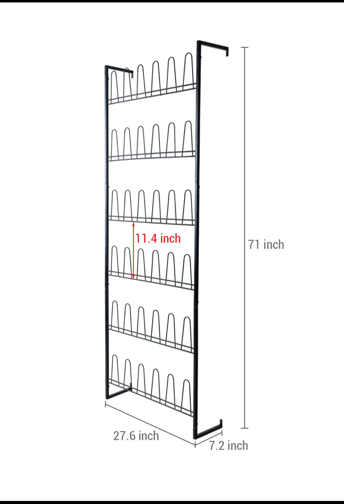 new Other MyGift 70” Metal Wall Mounted Black Shoe Rack/Organizer For Entryway/Closet With 36 Hooks, Holds Up To 18 Pairs