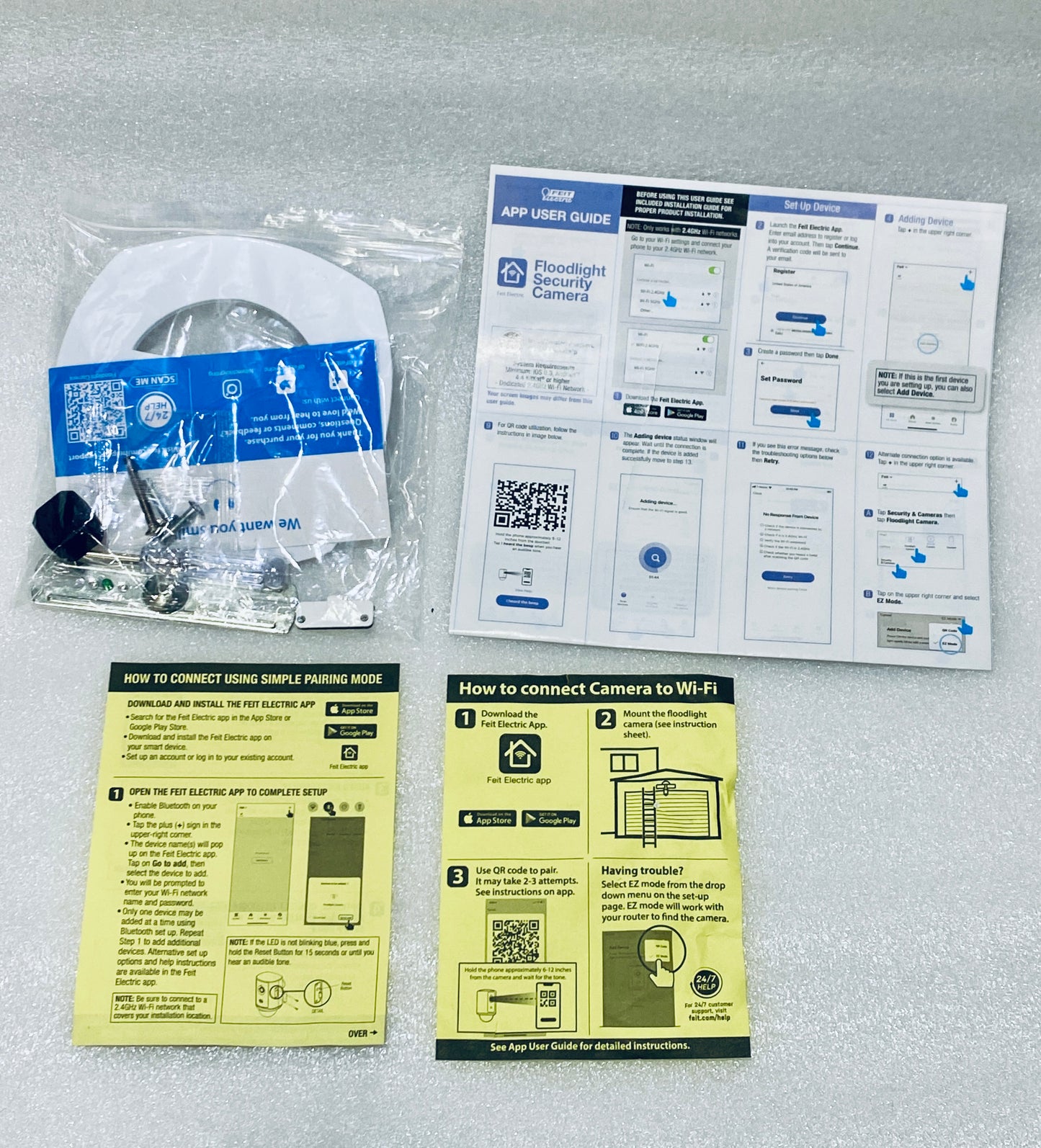 Lot Of 2 New Other Feit Electric LED Dual Head Motion Sensor 1080P HD Smart White Flood Light Security Cameras, SEC3000-CAM