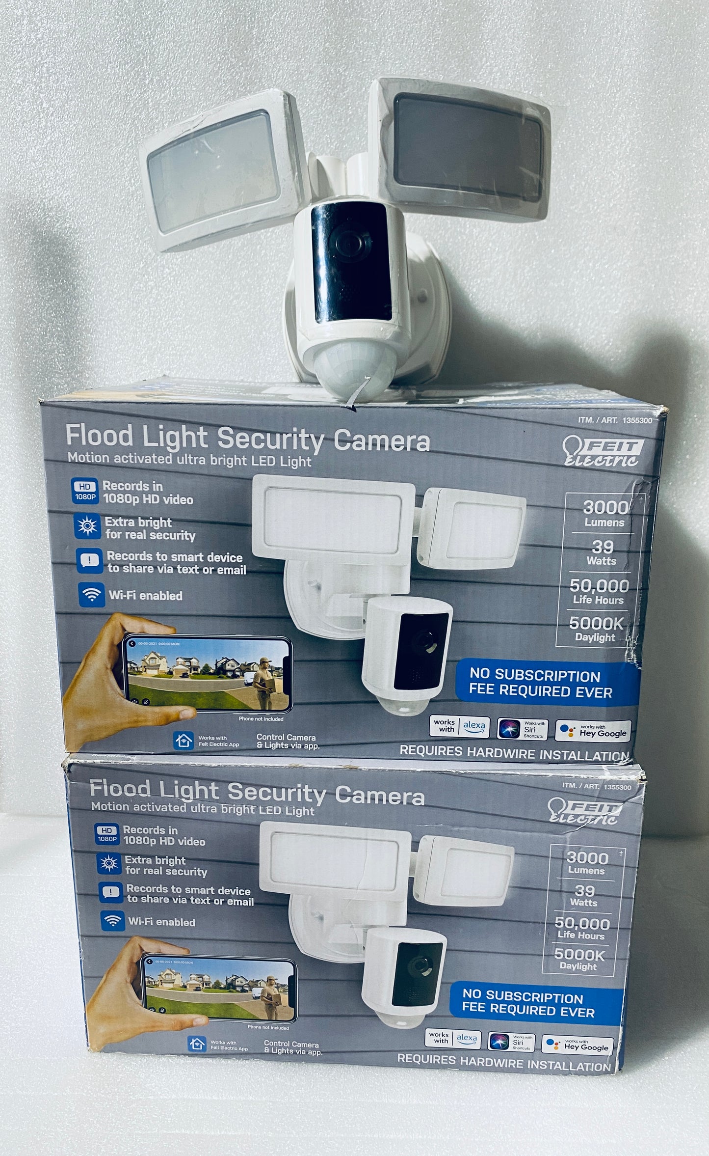 Lot Of 2 New Other Feit Electric LED Dual Head Motion Sensor 1080P HD Smart White Flood Light Security Cameras, SEC3000-CAM