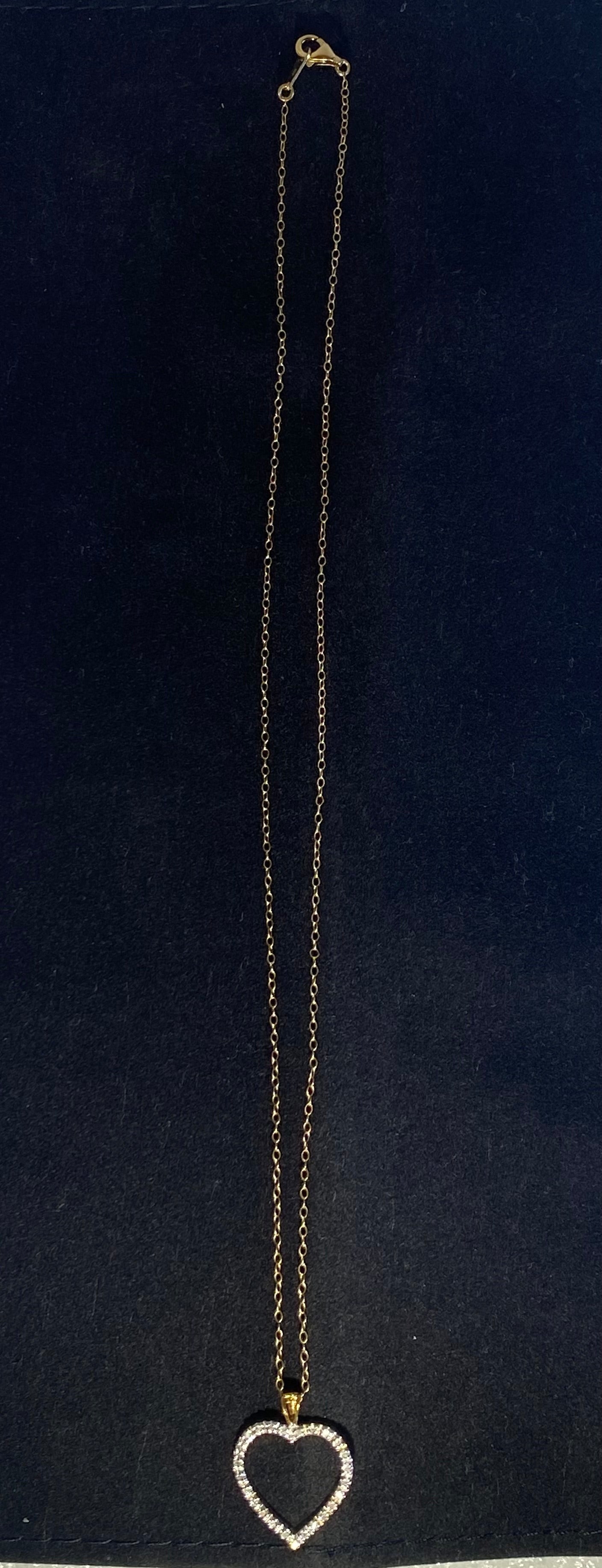 New Stunning Women's 18K Yellow Gold Over Solid Sterling Silver 0.18 CTW Diamonds 18” Designer Heart Necklace