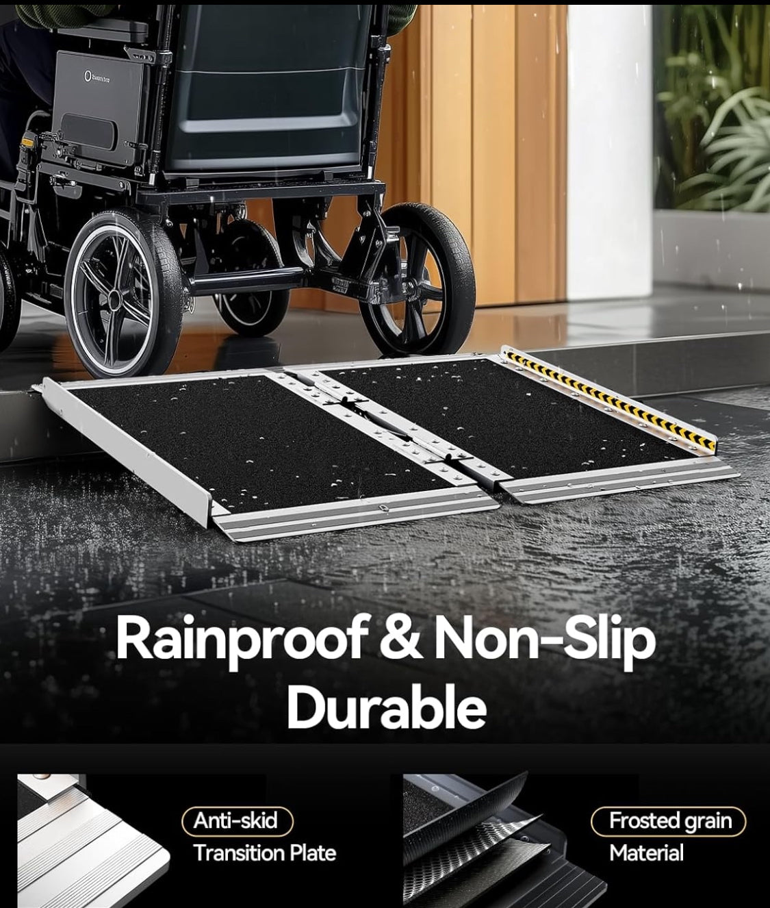 New Other Fachnuo 2ft. Portable/Foldable Non-Skid Aluminum Handicap Ramp With Handle, 800LB Capacity