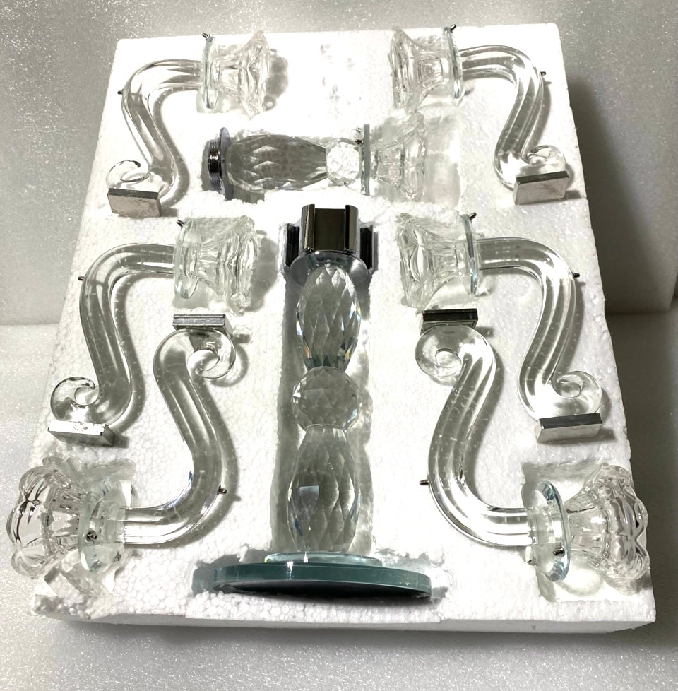 new Other Allgala Crystal Candle Holder, 7-Arm, 14" Taper Candlestick Candelabra
