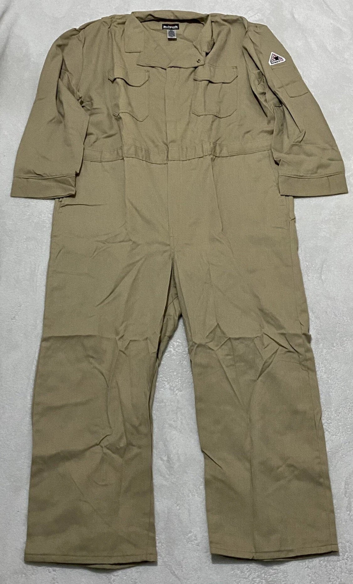 new Other Bulwark Men Khaki 54-RG CMD6KH3 Flame Resistant Deluxe Coverall 7oz