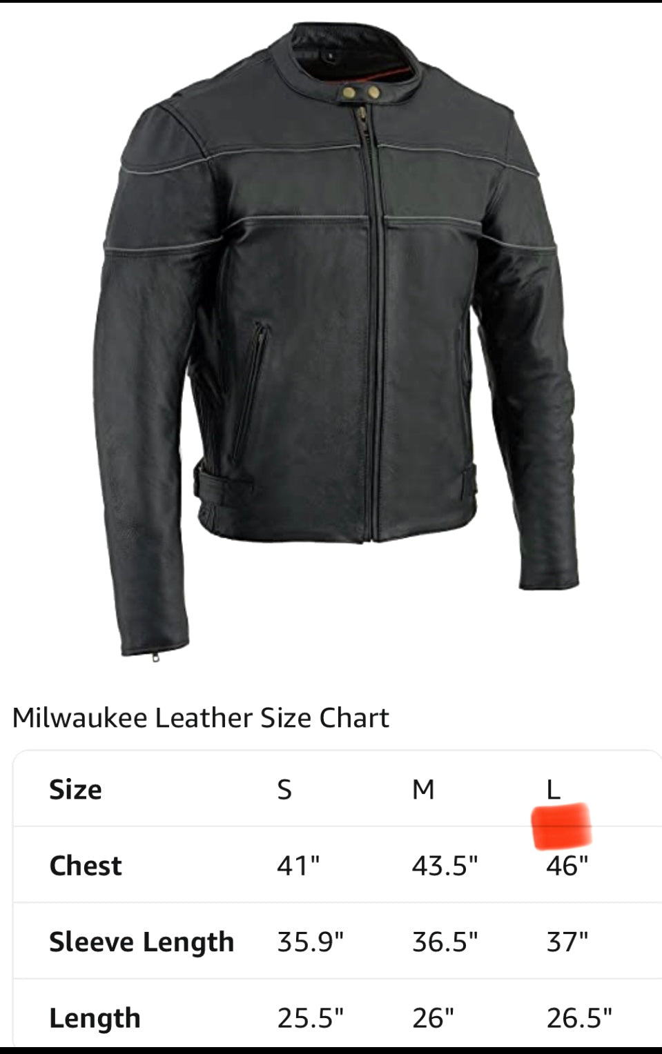 New Milwaukee Men's Black Leather Scooter Style Motorcycle Jacket, With Side Stretch & Reflective Piping, SH1785