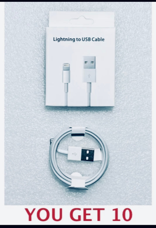 Lot Of 10 New 3ft. White Universal Charge Cables For Apple iPhones/Tablets