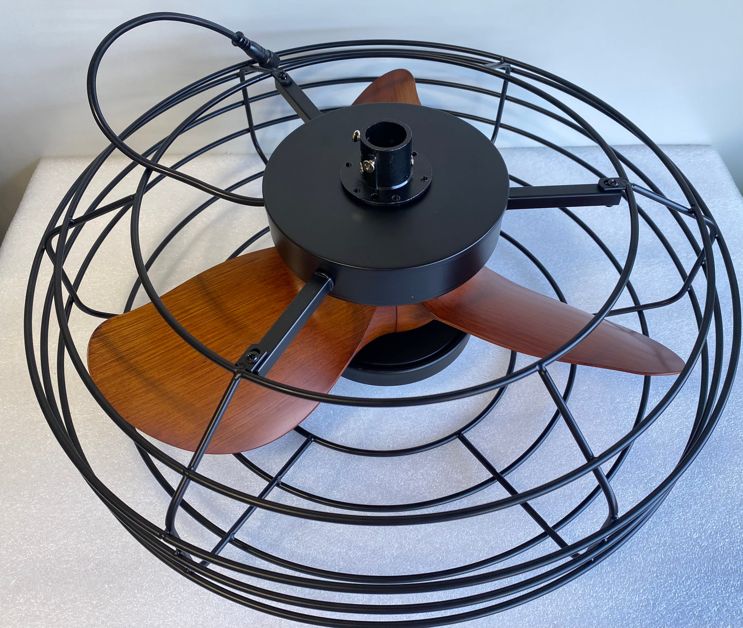 New Other Ohniyou 20" Outdoor Caged Ceiling Fan with Lights, Remote Control & Downrod Mount Hook, Brown