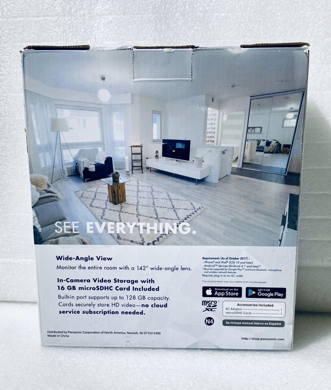 Panasonic Homehawk Indoor 1080p HD Home Monitoring Camera With 16GB Micro SD Card
