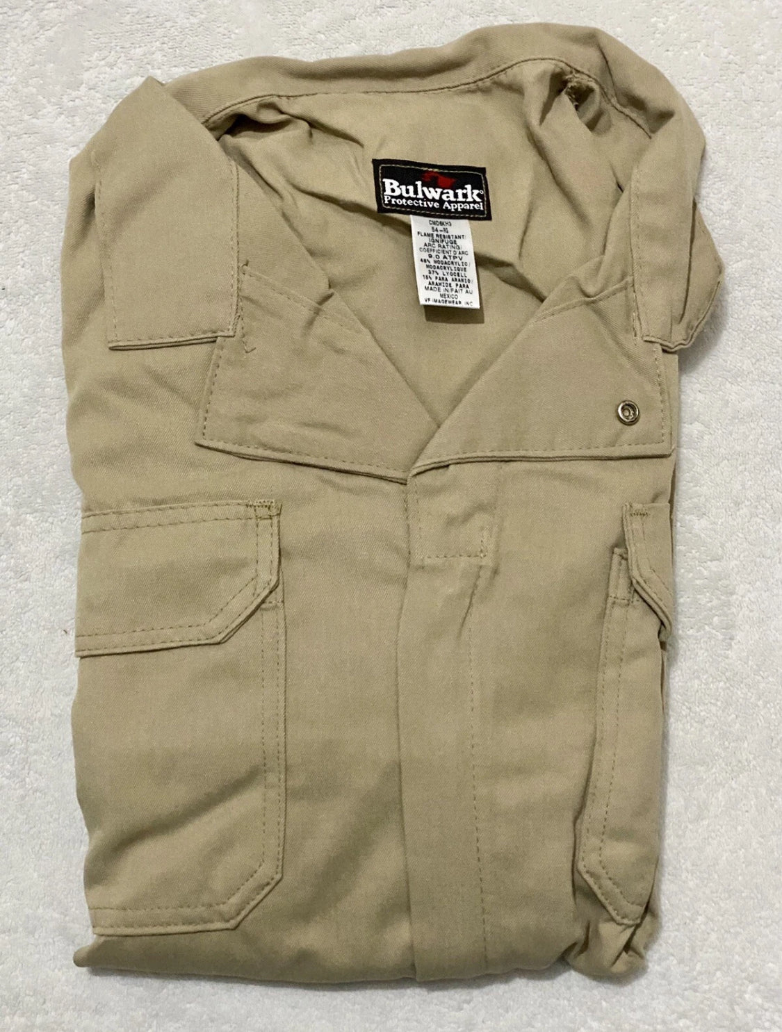 new Other Bulwark Men Khaki 54-RG CMD6KH3 Flame Resistant Deluxe Coverall 7oz