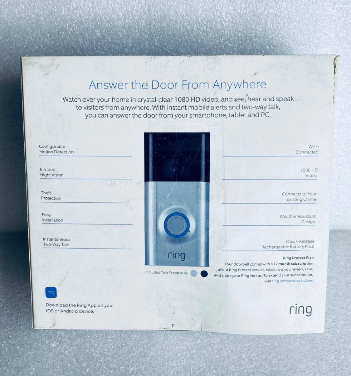 Ring Video Doorbell 2nd Generation W/ Night Vision, Motion Detection, Two Way Audio & Battery