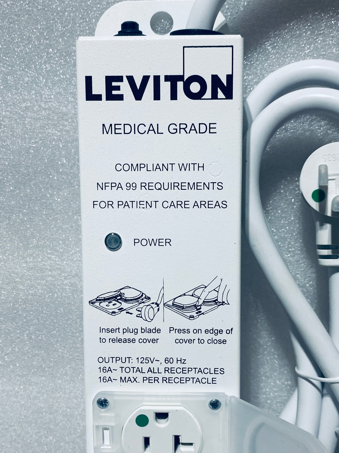 New Other Leviton 7Ft. Medical Grade 4 (TR) Outlet Power Strip, 5304M-2N7