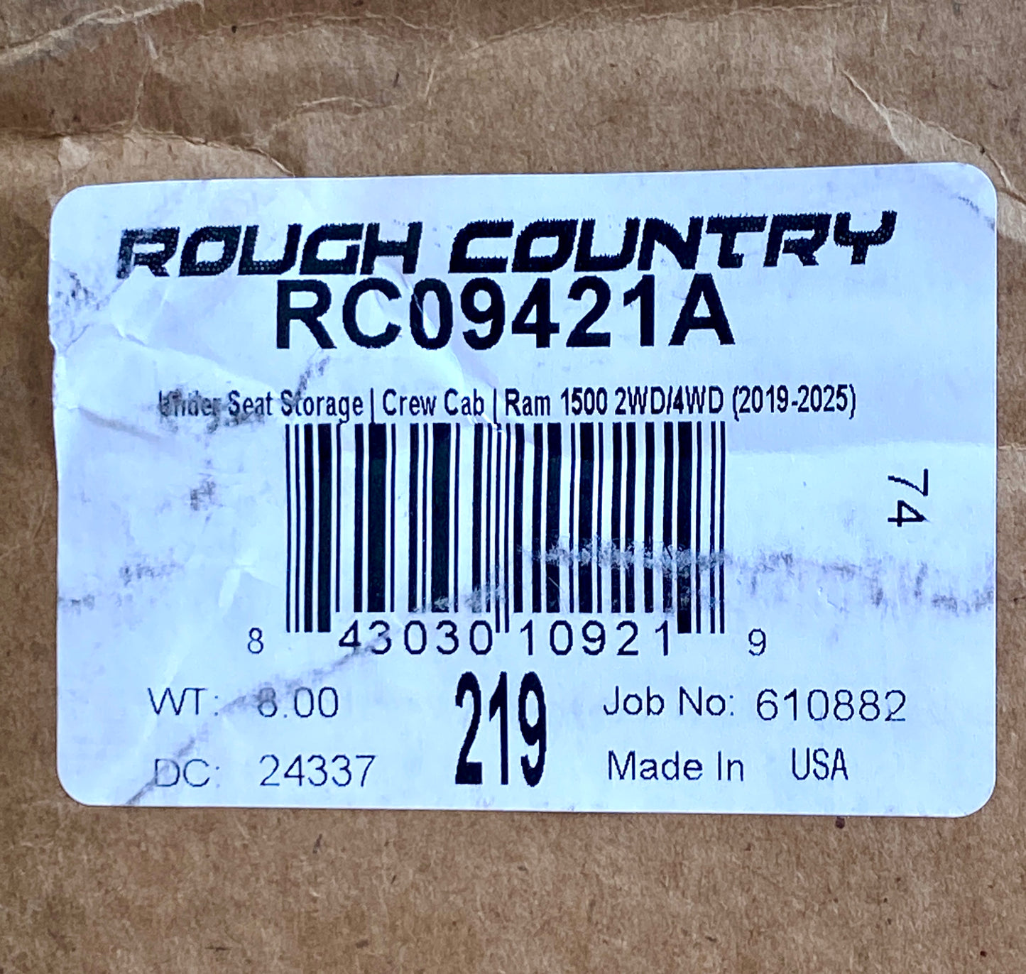 new Other Rough Country Black Durable Under Seat Storage for Ram 1500 Crew-Cab (2019-2024)