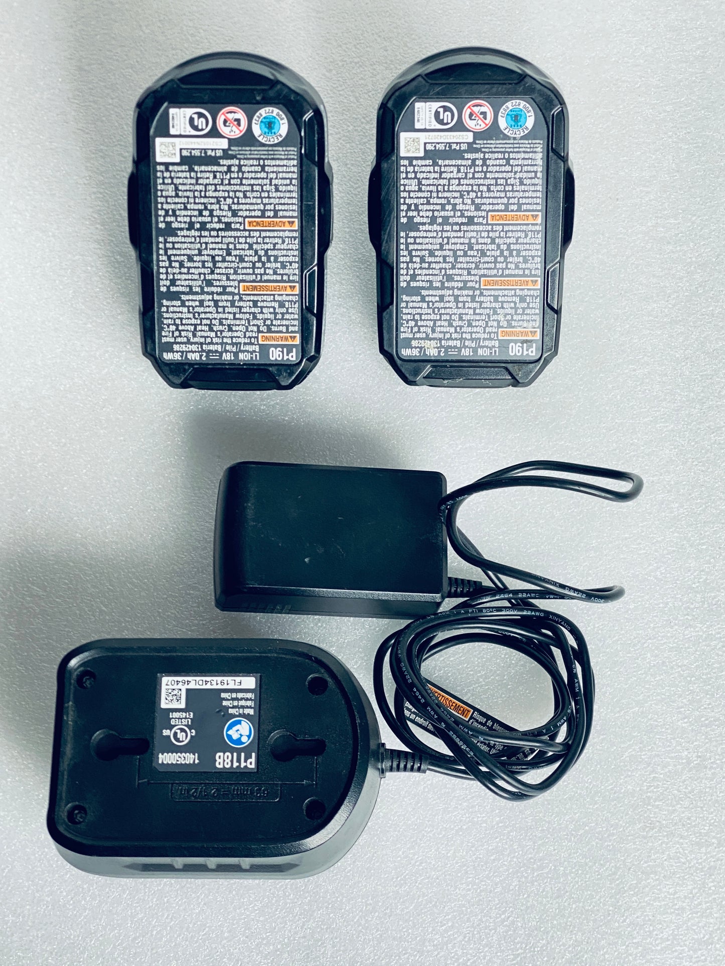Lot Of 4 Ryobi 18V 1/2" 2 Speed Drill/Driver, Two Batteries & One Charger