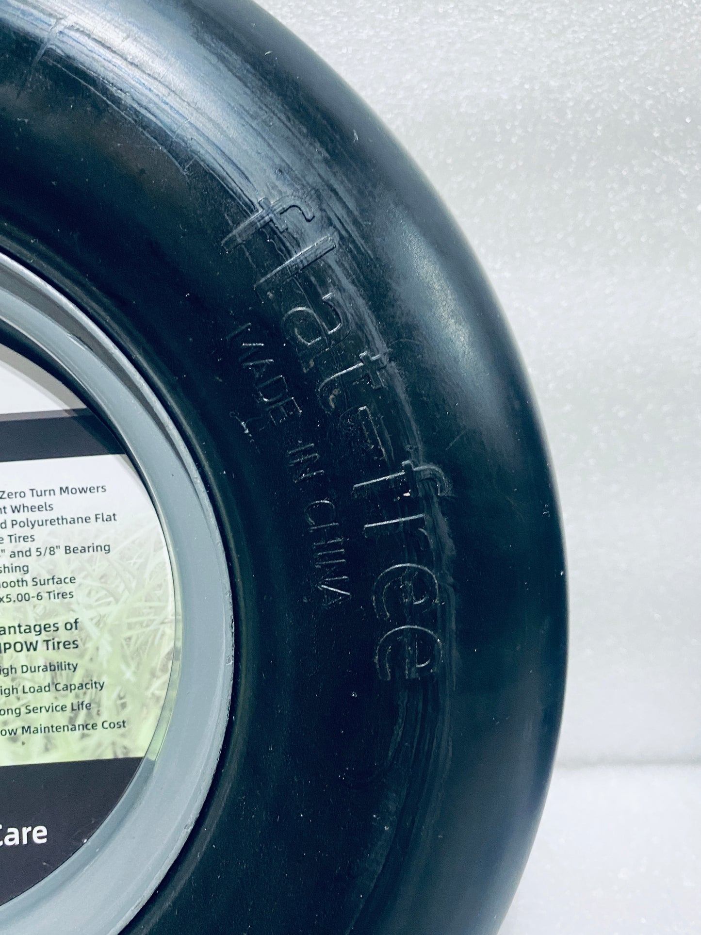 lot Of 2 New Other Run Pow 13x6.50-6 Front Flat Free Lawn Mower Tires For With 3/4" & 5/8" Bearing & 3.25"-7.65" Center Hub, Gray