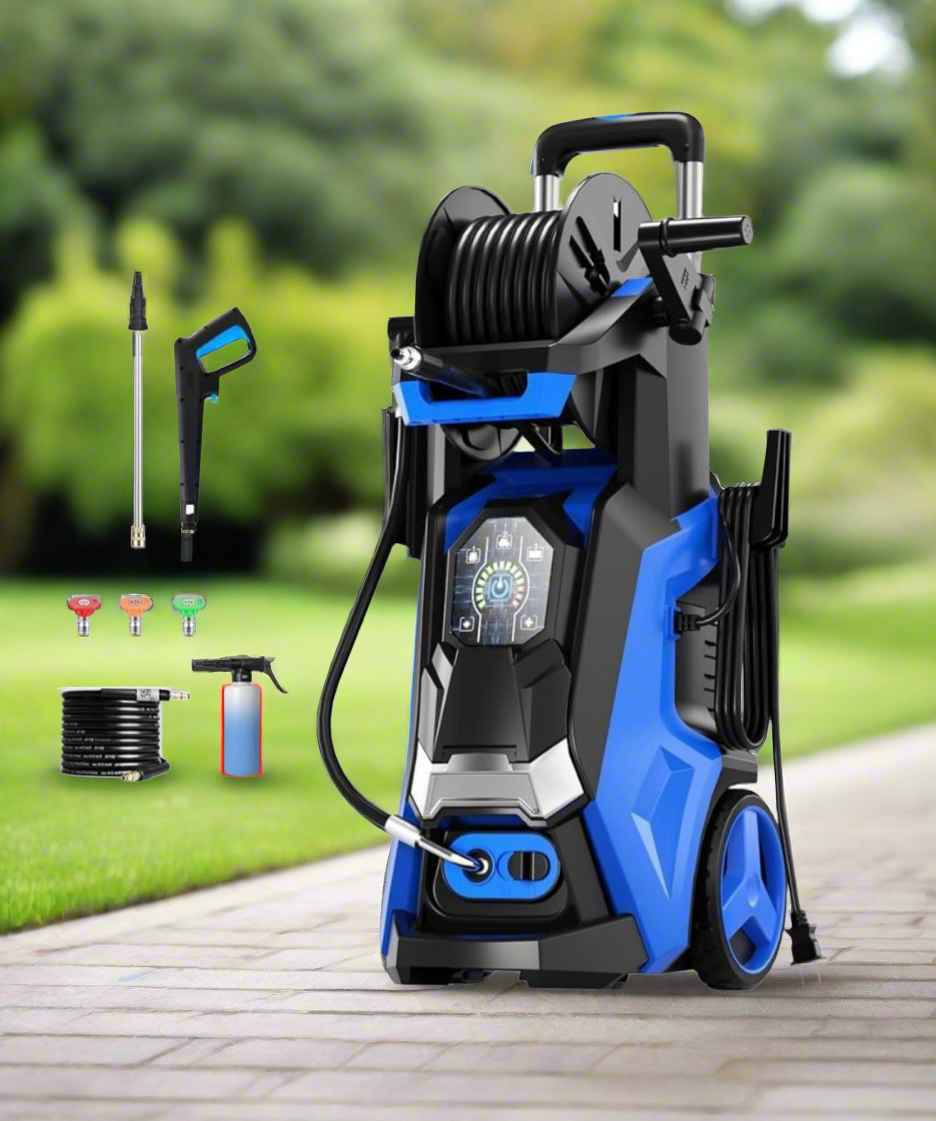 Electric Power Pressure Washer 5000PSI-Max 3.6GPM With Touch Screen, 3 Quick Connect Nozzels & 500ml Foam Cannon, Blue