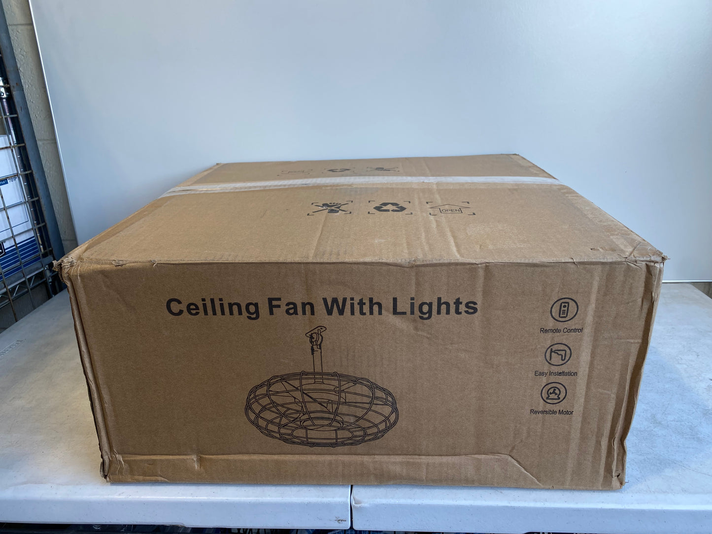 New Other Ohniyou 20" Outdoor Caged Ceiling Fan with Lights, Remote Control & Downrod Mount Hook, Brown
