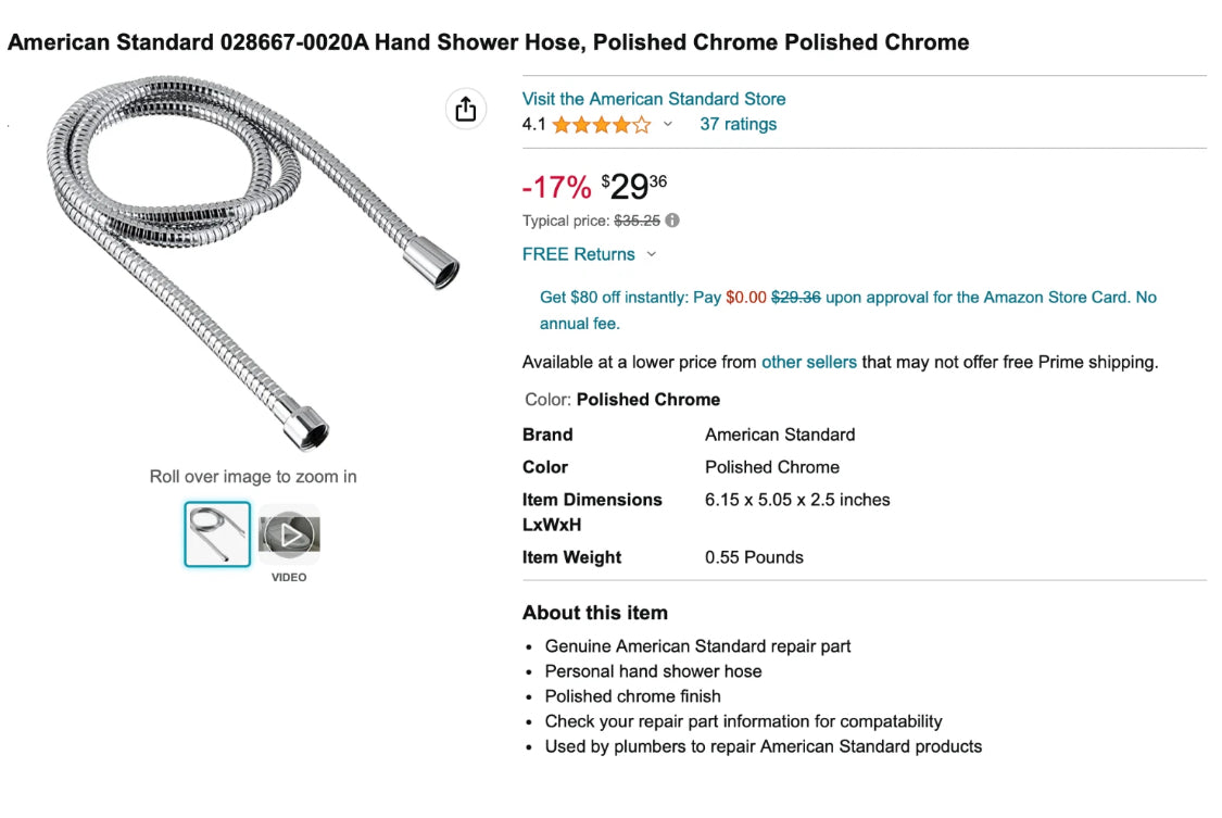 new American Standard Single Function Water-Saving Hand Shower 1.8GPM