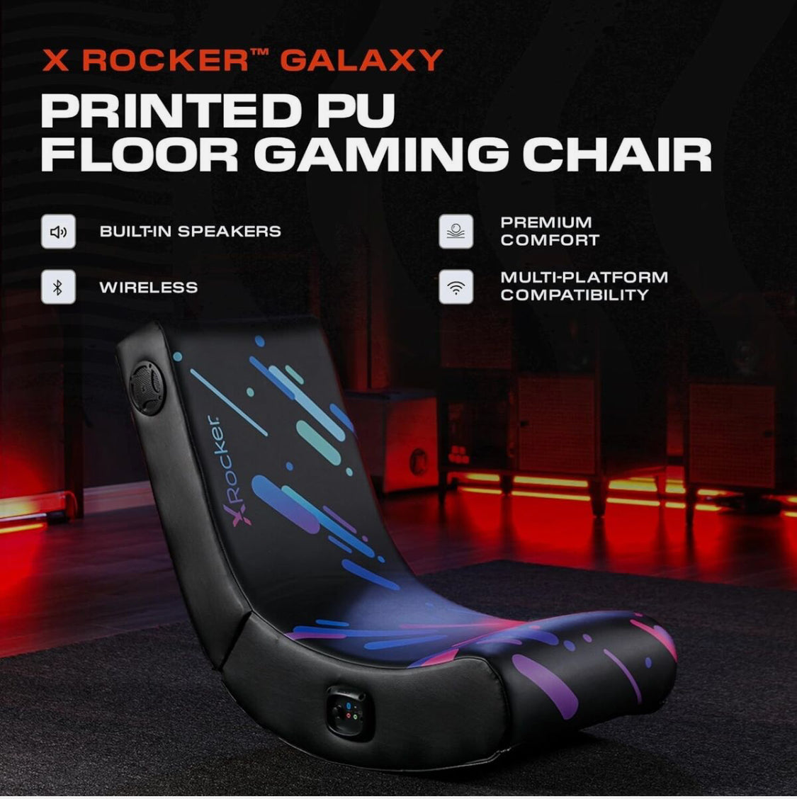 New Other X Rocker Galaxy 2.0 Bluetooth Foldable Rocking Video Gaming Floor Chair With Two Built-In Speakers
