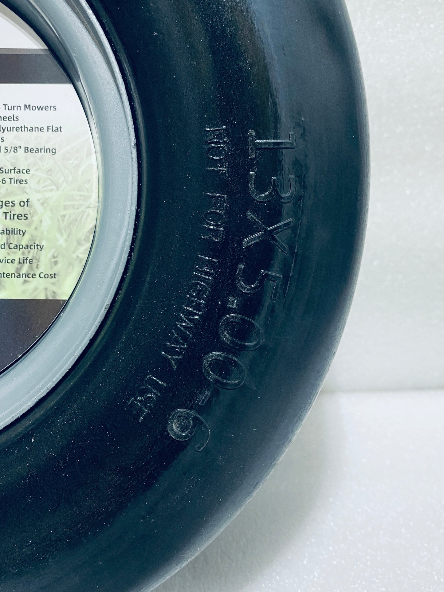 lot Of 2 New Other Run Pow 13x6.50-6 Front Flat Free Lawn Mower Tires For With 3/4" & 5/8" Bearing & 3.25"-7.65" Center Hub, Gray