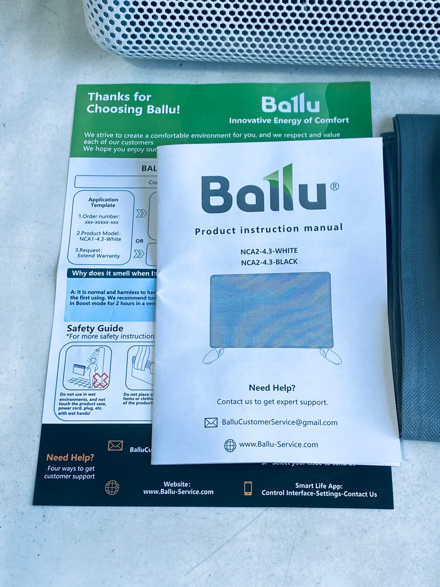 New Other Ballu Mica Electric Panel Infrared Indoor 1500W Space Heater With Program Thermostat, Wifi App Control, Portable Stand & Wall Mountable, Moon White