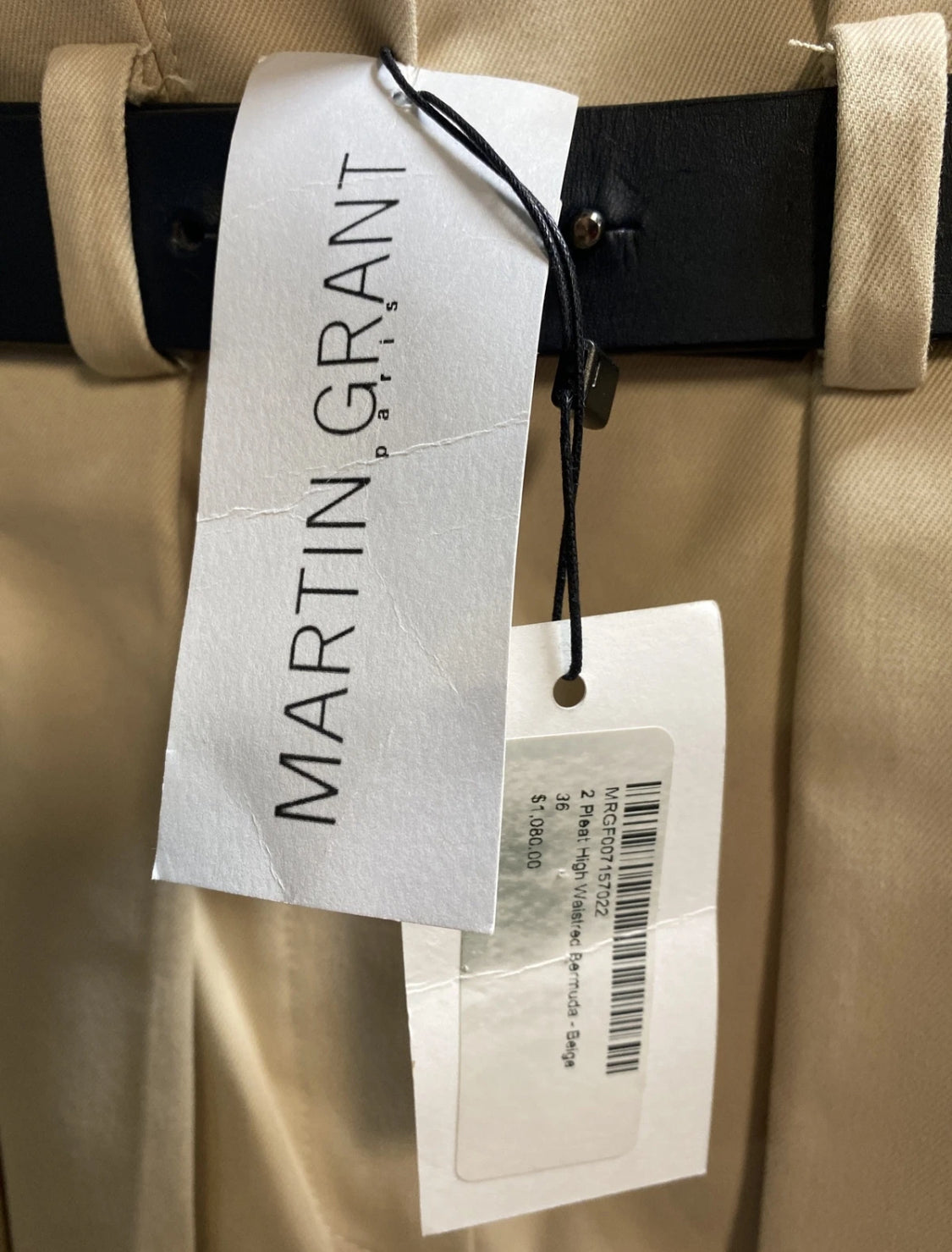 new Martin Grant Womens Paperbag Waist Bermuda Shorts Size 36 EU/6 US, Beige